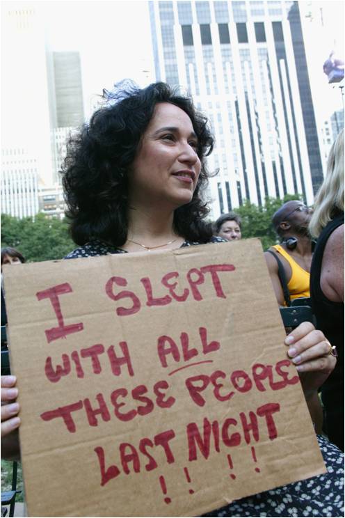 lady with sign