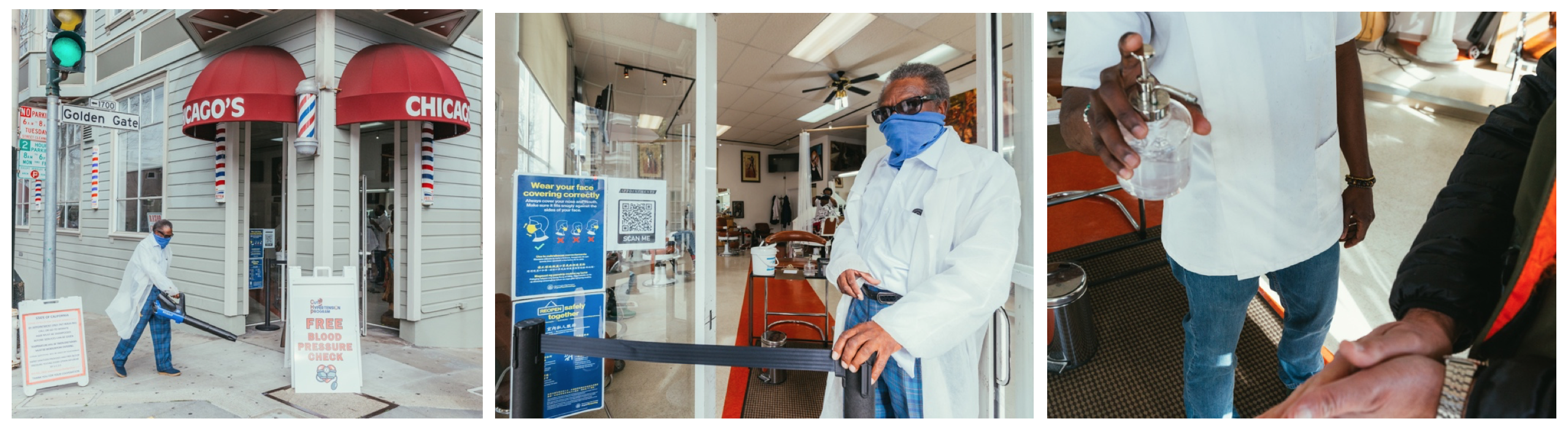 Three photos of Chicago II Barbershop.