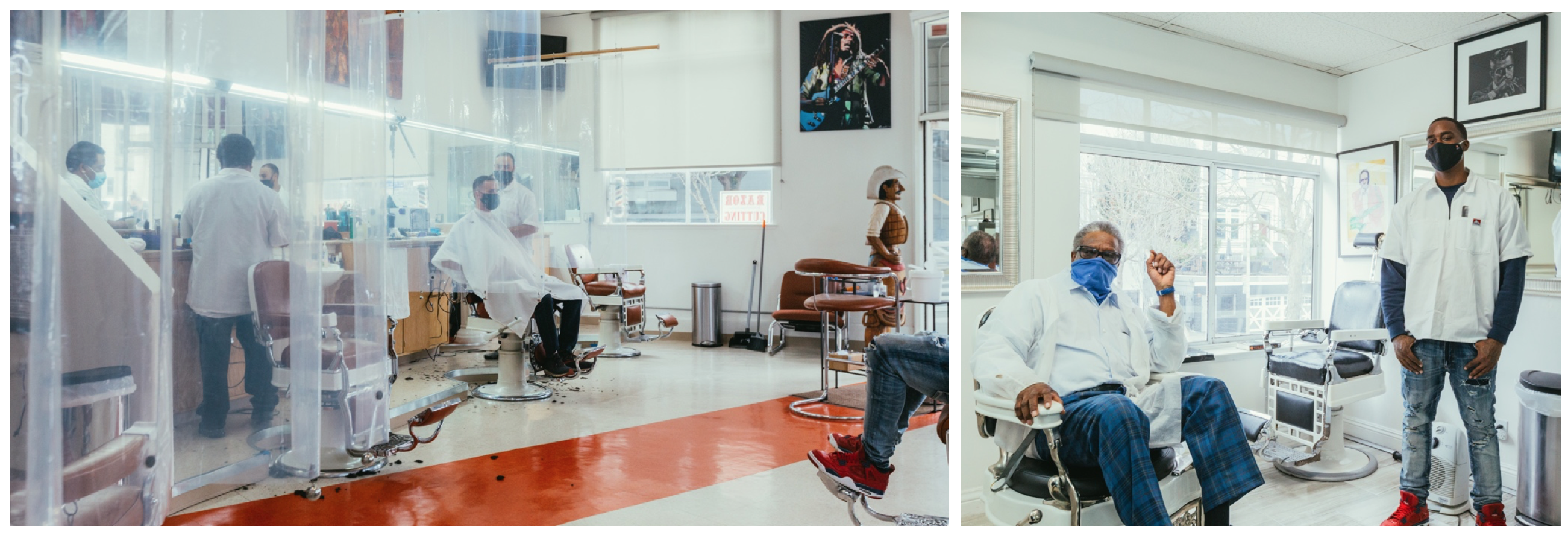 Two photos of Chicago II Barbershop.